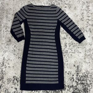 Ann Taylor Navy and Gray/Navy Striped Dress